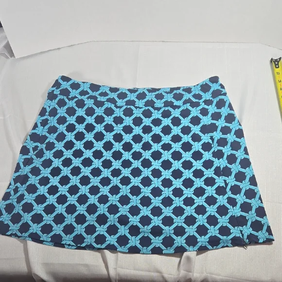 Lulu B Navy Blue Trellis Elegant Expressions Zip Skort XL Pockets UPF 50 - Picture 1 of 6